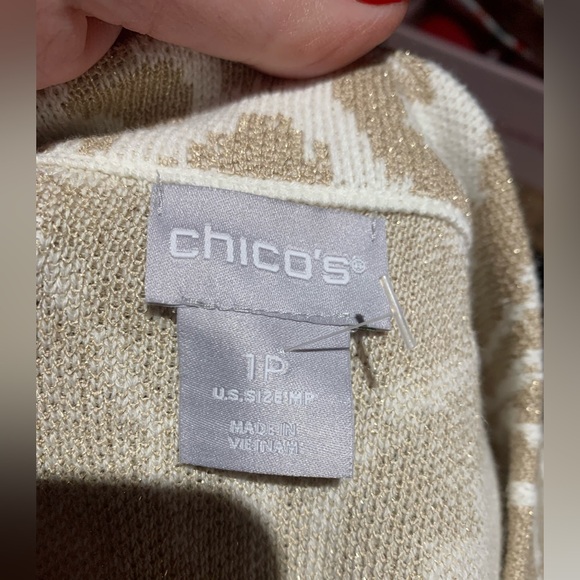 Chico's Damask Knit Cardigan EUC size Medium - Picture 6 of 6